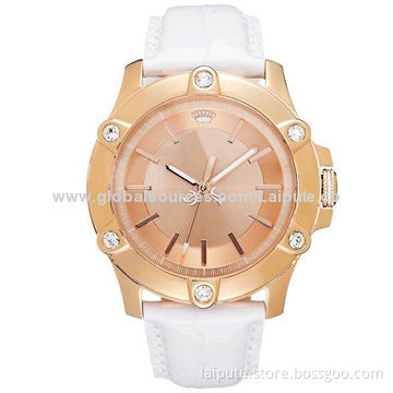 2014 Trendy Fashion Gold Jewelry Leather Gift Ladies' Watch, Customized Colors and Logos WelcomedNew